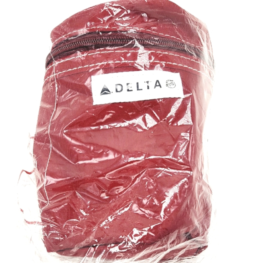 Delta Airlines Sky Team Red Amenities Bag SEALED First Class Soft Cylindrical